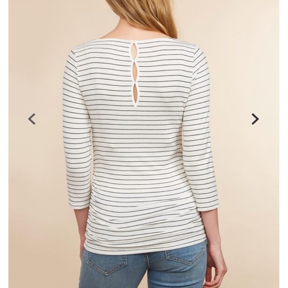 Striped Ruched Maternity Top - Picture 2 of 6